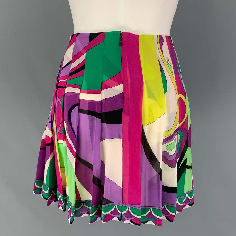 EMILIO PUCCI Multi-Color Silk Pleated Mini Skirt - Picture 3 of 5